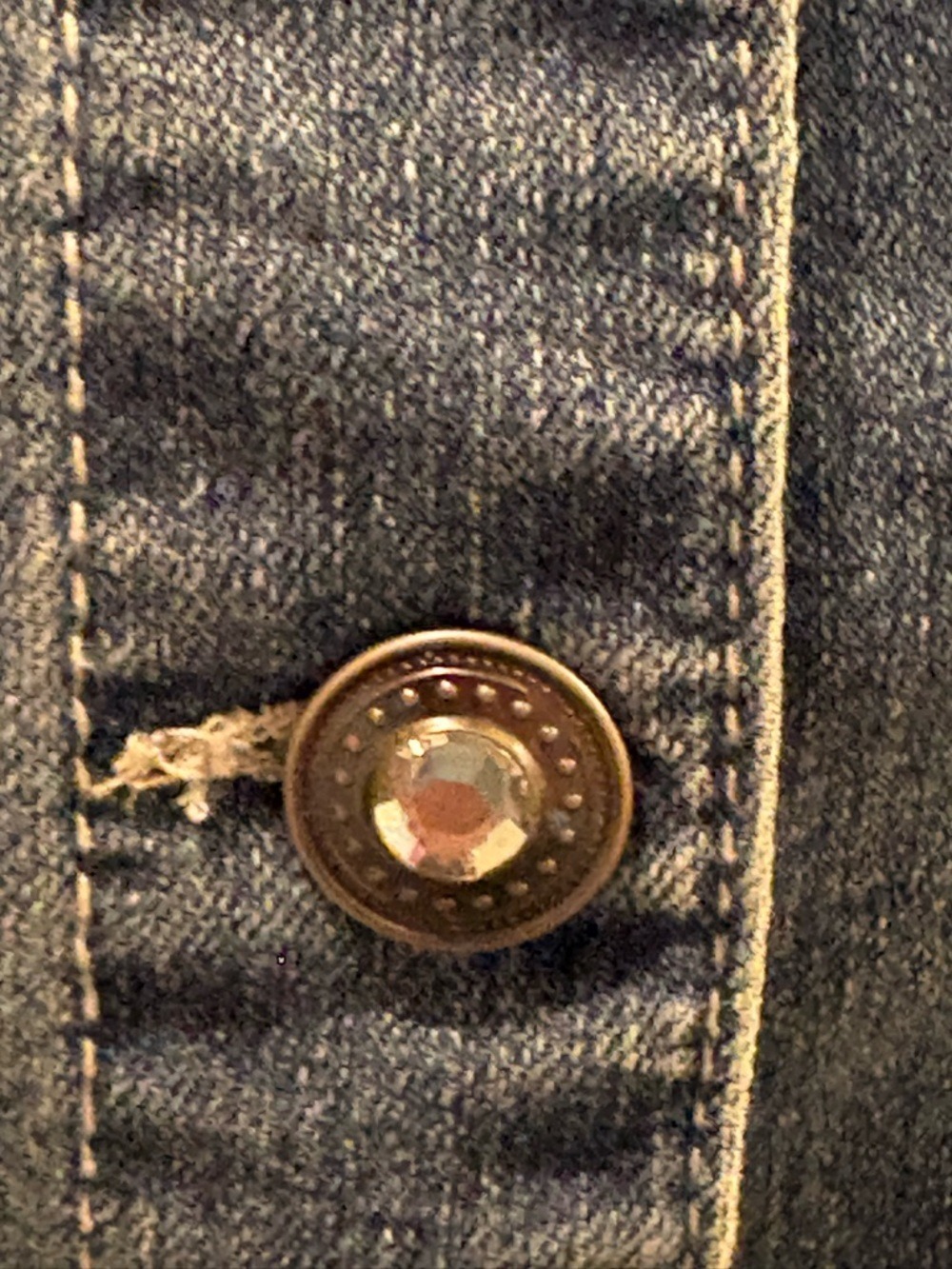 Baccini Blue Denim Sleeveless Jean Jacket with Rhinestone Pockets - Picture 3 of 6